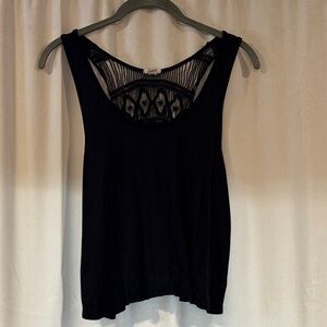 Garage Black Tank Top with Sheer Back Detail
